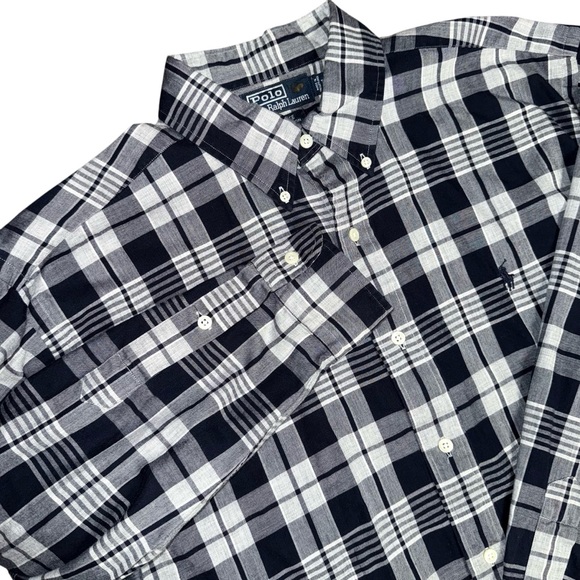 Polo Ralph Lauren Other - Polo Ralph Lauren Blake Shirt Large Navy Blue White Long Sleeve Plaid Button Up